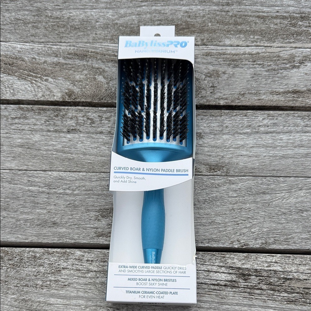 BaBylissPRO Nano Titanium Curved Boar & Nylon Paddle Brush NWT‎